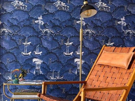 Ταπετσαρία Waves Of Tsushima WP20513 Indigo-Taupe MindTheGap 52x300cm