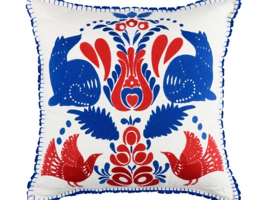 Μαξιλάρι Διακοσμητικό (Με Γέμιση) Folk Embroidery LC40080 50x50 Blue-Red MindTheGap 50Χ50 Πούπουλο-Φτερό