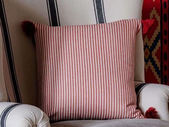 Μαξιλάρι Διακοσμητικό (Με Γέμιση) Rhubarb Stripe LC40097 50x50 Red-Beige MindTheGap 50Χ50 Πούπουλο-Φτερό
