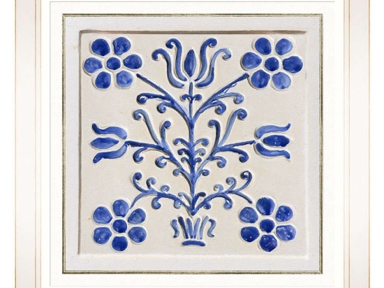 Κάδρο Folk Tiles VI FA13253 50x50cm Blue MindTheGap Τετράγωνοι Ξύλο