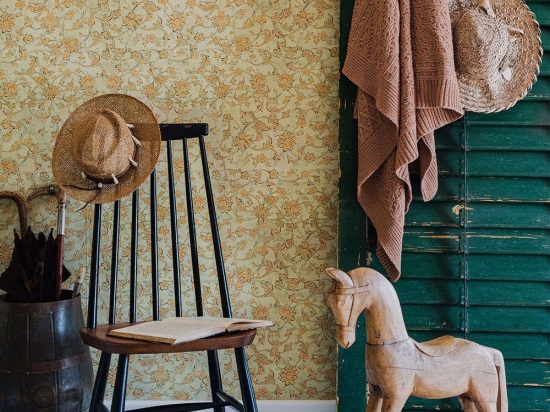 Ταπετσαρία Backyard Flowering Seacrest WP30005 Olive-Mustard MindTheGap 52x1000cm