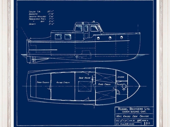 Κάδρο Tugboats Blueprints Iii Fa13403 70X50Cm Blue Mindthegap Οριζόντιοι Ξύλο