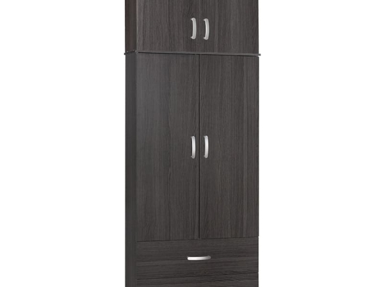 Ντουλάπα δίφυλλη και πατάρι Zelia pakoworld wenge 79x42x240εκ.