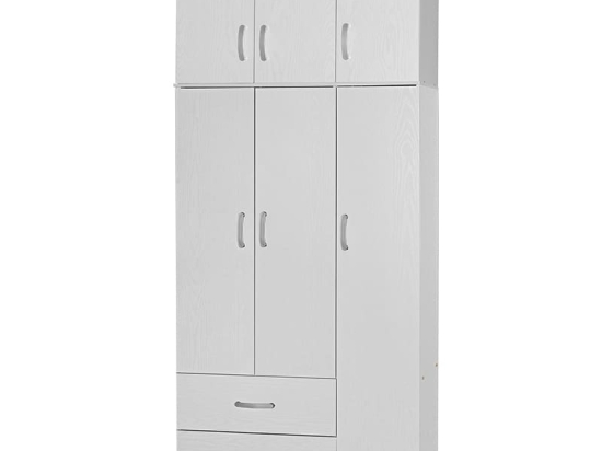 Ντουλάπα τρίφυλλη και πατάρι Zelia pakoworld λευκό 90x42x240εκ.