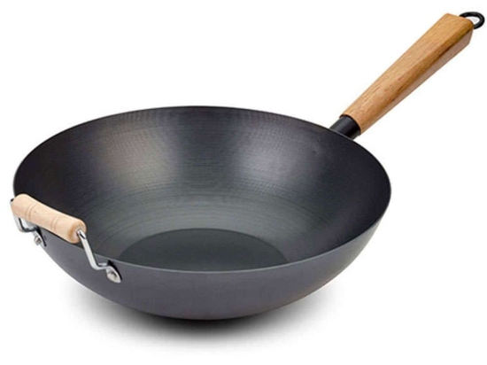 Τηγάνι Γουόκ Αντικολλητικό Cantonese 10-166-014 35cm Black-Brown Nava 35cm Ατσάλι,Ξύλο