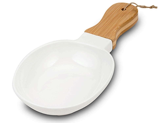 Πιατέλα Σερβιρίσματος Με Λαβή Terrestrial 10-263-047 30x15x5cm White-Natural Nava Πορσελάνη,Bamboo