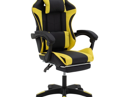 Καρέκλα γραφείου Runner gaming pakoworld PVC μαύρο-ύφασμα κίτρινο