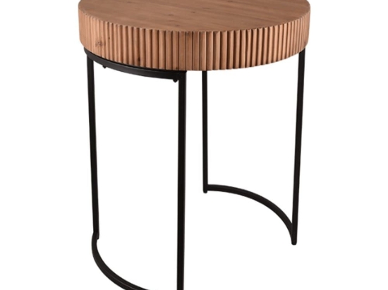 Τραπεζάκι Βοηθητικό Daria 2230230 60x65cm Natural-Black Mirrors & More