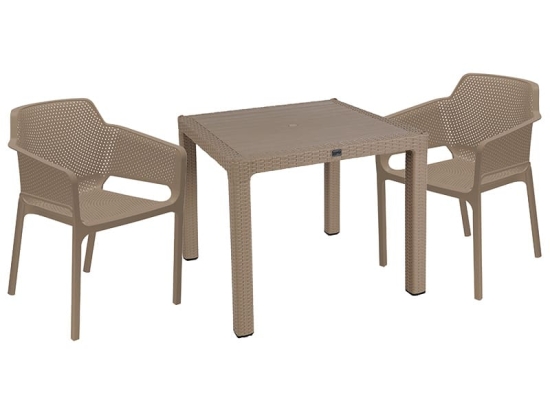 Τραπεζαρία Explore-Integral pakoworld σετ 3τεμ PP cappuccino 90x90x73,5εκ