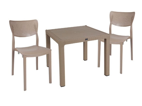 Τραπεζαρία Explore-Ignite pakoworld σετ 3τεμ PP cappuccino 90x90x73,5εκ