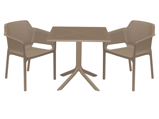 Τραπεζαρία Groovy-Integral pakoworld σετ 3τεμ PP cappuccino 80x80x74,5εκ.