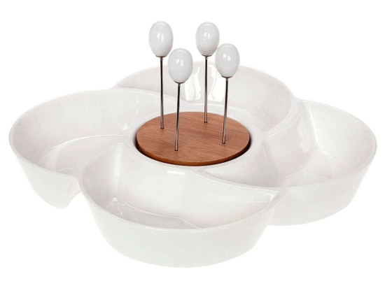 Ορντεβιέρα 4 Θέσεων & Πιρουνάκια 65.000.132 White-Natural Cryspo Trio Πορσελάνη