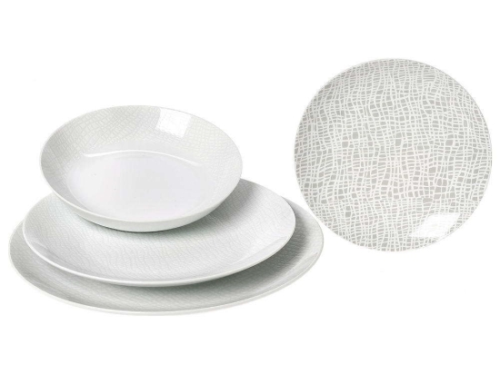 Σερβίτσιο Πιάτα Φαγητού Fashion (Σετ 20Τμχ) 25.638.40 White-Grey Cryspo Trio 20 τμχ Πορσελάνη