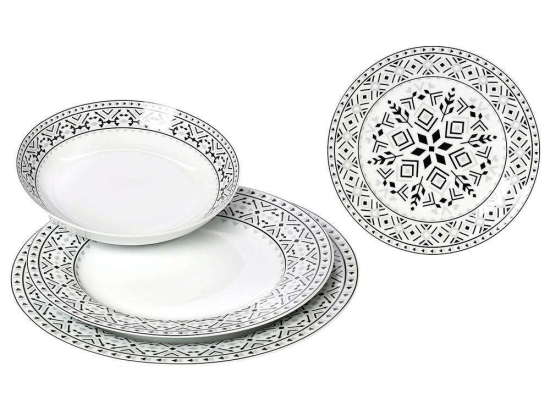 Σερβίτσιο Πιάτα Φαγητού Nostro (Σετ 20Τμχ) 25.860.40 Black-White Cryspo Trio 20 τμχ Πορσελάνη