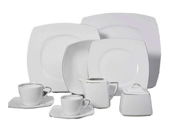 Σερβίτσιο Πιάτα Φαγητού Nagoya (Σετ 72Τμχ) 50.001.30 White-Platinum Cryspo Trio 72 τμχ Πορσελάνη