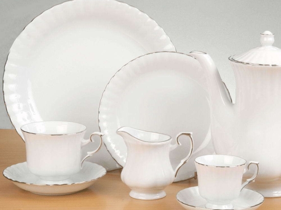 Σερβίτσιο Πιάτα Φαγητού Ivona (Σετ 20Τμχ) 36.001.40P White-Platinum Cryspo Trio 20 τμχ Πορσελάνη