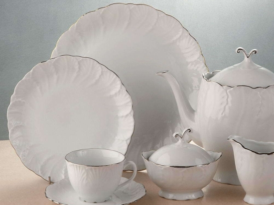 Σερβίτσιο Πιάτα Φαγητού Jasmine (Σετ 20Τμχ) 29.001.40P White-Platinum Cryspo Trio 20 τμχ Πορσελάνη