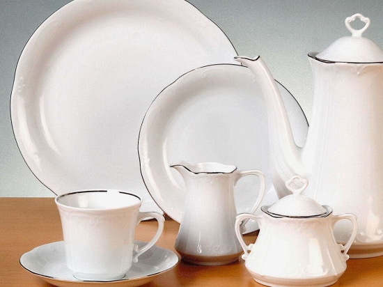 Σερβίτσιο Πιάτα Φαγητού Kamelia (Σετ 72Τμχ) 41.001.30P White-Platinum Cryspo Trio 72 τμχ Πορσελάνη