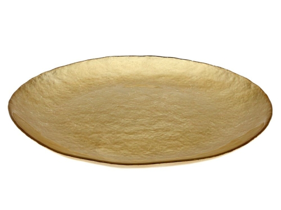 Πιάτο Ρηχό Στρογγυλό Kronos Oro 80.510.01 Φ28cm Gold Cryspo Trio Γυαλί