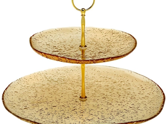 Ορντεβιέρα Διώροφη Lovizna 80.490.073 Φ33/22cm Amber Cryspo Trio Γυαλί
