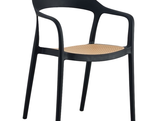 Πολυθρόνα Ember στοιβαζόμενη pakoworld με UV protection PP μπεζ-μαύρο 52.5x56.5x81εκ.