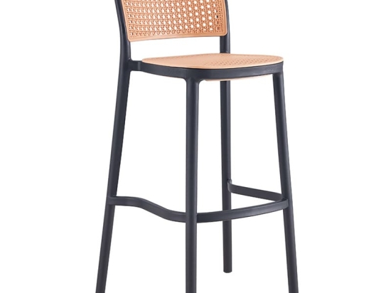 Σκαμπό μπαρ Juniper pakoworld με UV protection PP μπεζ-μαύρο 51x52x102.5εκ.
