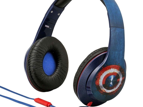 Ακουστικά Ενσύρματα Captain America VI-M40CW Με Ασφαλή Ένταση Ήχου & Μικρόφωνο Blue-Red Ekids