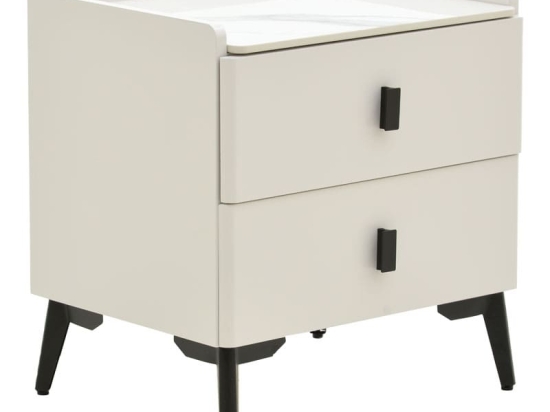 Κομοδίνο Alessio pakoworld mdf λευκό-μαύρο μέταλλο 46x37x47εκ