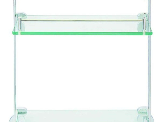 Ραφιέρα Εταζέρα Με 2 Ράφια Serto 43-6702 34x20x36cm Chrome-Clear Gloria Μέταλλο,Γυαλί