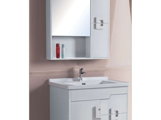 Έπιπλο Μπάνιου Με Καθρέφτη Hotel set-0082 80cm White Gloria PVC