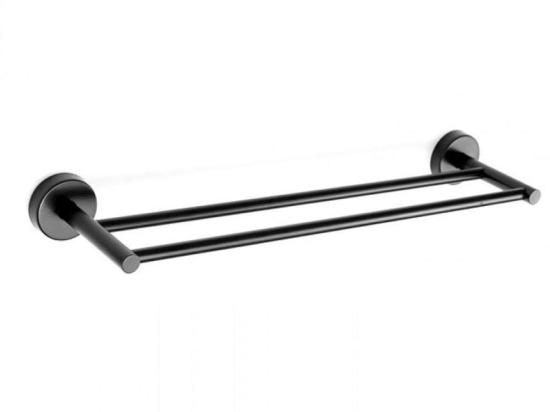 Κρεμάστρα Πετσέτας Διπλή Uno 1252 55 50cm Black Karag Ανοξείδωτο Ατσάλι
