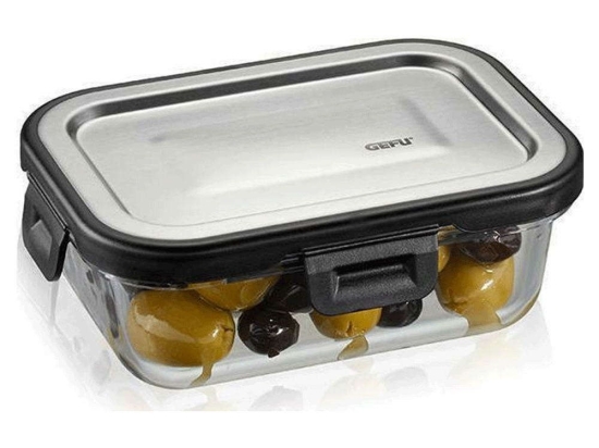 Δοχείο Φαγητού Ορθογώνιο Milo GEFU-12751 400ml 15,4x11,3x5,6cm Clear-Silver Gefu Γυαλί