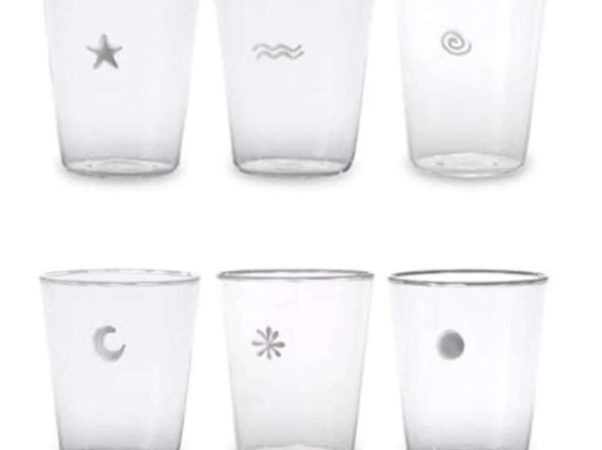 Ποτήρι Symbols (Σετ 6Τμχ) SY00199 400ml Clear-Silver Zafferano Γυαλί