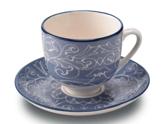 Φλυτζάνι Καφέ Με Πιατάκι Tue TU01016 140ml Turquoise Zafferano Κεραμικό