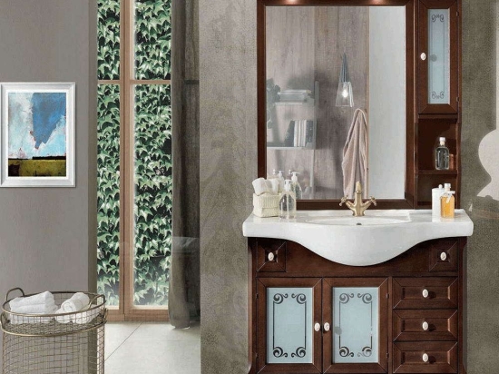 Έπιπλο Μπάνιου Νιπτήρα Με Καθρέπτη Mara 105x51x190cm Walnut Bluelife Ξύλο