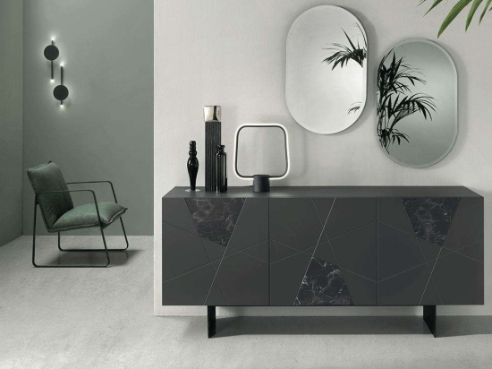 Μπουφές Adel 180x50x80cm Anthracite-Marble Capodarte