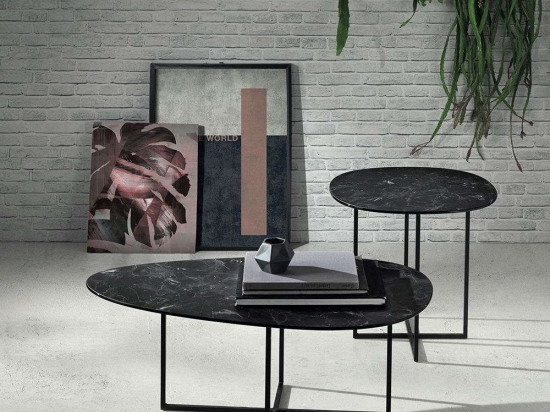 Τραπεζάκι Σαλονιού Ginni 50x47cm Black-Marble Capodarte
