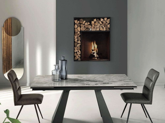 Τραπέζι Επεκτεινόμενο Pisa 180x90x76cm Anthracite-Grey Marble Capodarte