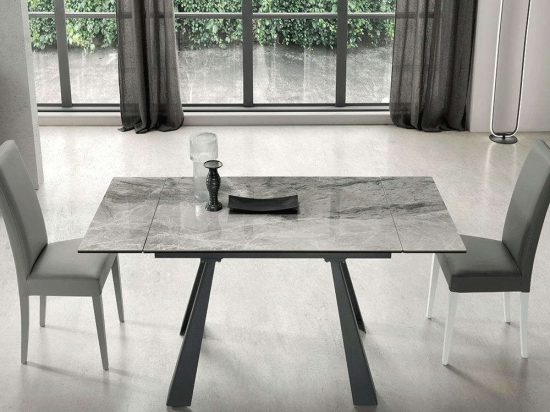 Τραπέζι Επεκτεινόμενο Spello 120x80x76cm Anthracite-Grey Marble Capodarte