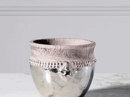 Βάζο Κεραμικό 3210-8 Silver 16x16x14,5cm Silver Supergreens Κεραμικό