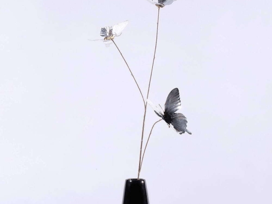 Τεχνητό Κλωνάρι Πεταλούδα 1990-7 68cm Silver Supergreens Πολυαιθυλένιο