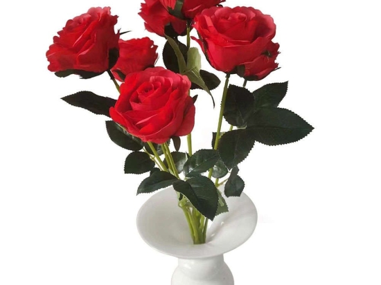 Τεχνητό Μπουκέτο Τριαντάφυλλο Royal 6781-7 55cm Red Supergreens Ύφασμα,Πλαστικό