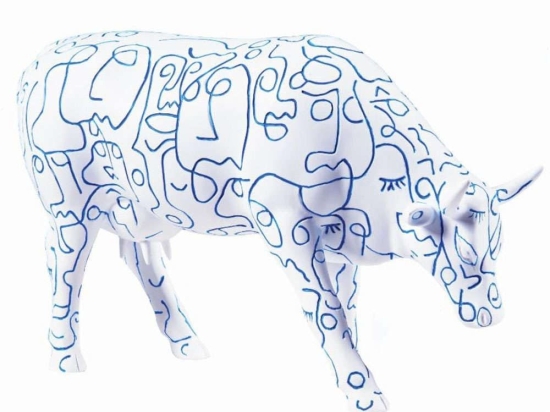 Διακοσμητική Αγελάδα Arty Cow CP46799 30,5x19,5cm Blue-White CowParade Πολυρεσίνη