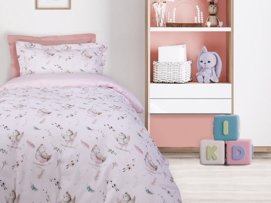 Παπλωματοθήκη Παιδική 4765 (Σετ 2τμχ) Nude-Beige-Mint Das Home Μονό 160x240cm 100% Βαμβάκι