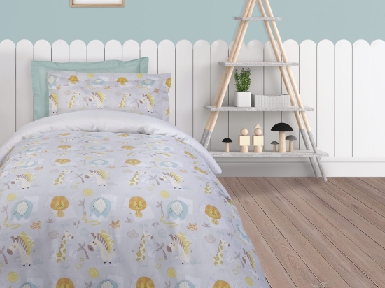 Σεντόνια Παιδικά 4769 (Σετ 3τμχ) Grey-Cream Das Home Μονό 170x260cm 100% Βαμβάκι