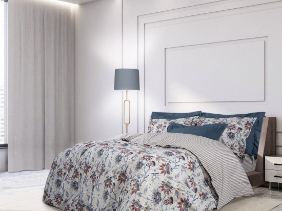 Σεντόνια 2113 (Σετ 3τμχ) Blue-Red-Grey Greenwich Polo Club Μονό 170x260cm 100% Βαμβάκι