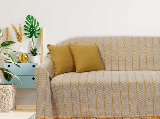 Ριχτάρι 0229 Ecru-Yellow Das Home Τριθέσιο 180x300cm 100% Βαμβάκι