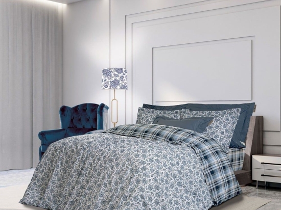 Σεντόνια 2118 (Σετ 4τμχ) Blue-White-Beige Greenwich Polo Club Υπέρδιπλο 240x260cm 100% Βαμβάκι