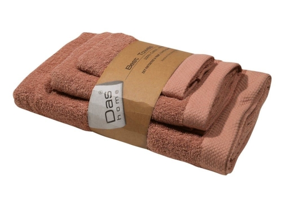 Πετσέτες Best 0654 (Σετ 3τμχ) Terracotta Das Home Σετ Πετσέτες 70x140cm 100% Βαμβάκι