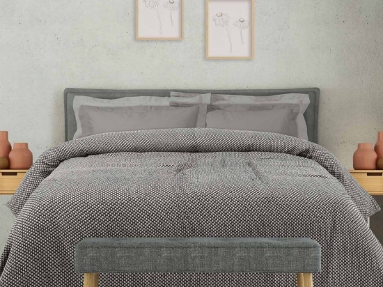 Κουβέρτα Πικέ 1207 Ecru-Grey Das Home Υπέρδιπλo 220x240cm 100% Βαμβάκι